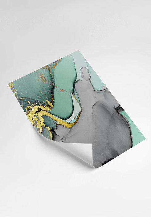 Turkusowa Akwarela Złoty Zestaw 2 Plakatów 50x70cm